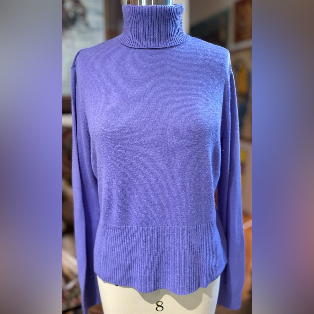Covington 100% Cashmere Purple Turtleneck Sweater – Size L (14–16)